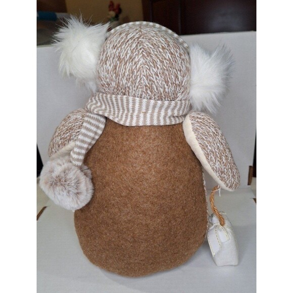 Penguin Plush Stuffed Scarf Ear Muffs Decor Only, Beige & White Beautiful 15" - Picture 12 of 12
